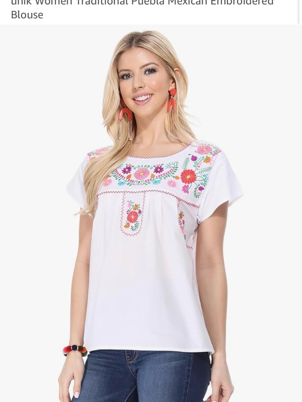 Embroidered Floral White Women’s Top NWT size xl